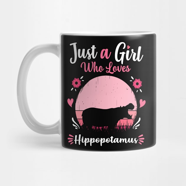 Just A Girl Who Loves Hippopotamus Pink Retro Vintage gift idea by Lyume